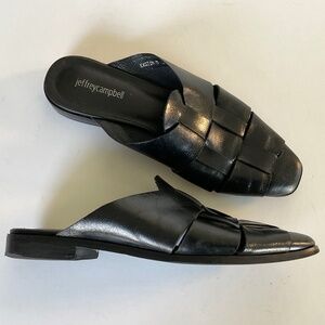 JEFFREY CAMPBELL Eastin Woven Mule Black Leather Size 9